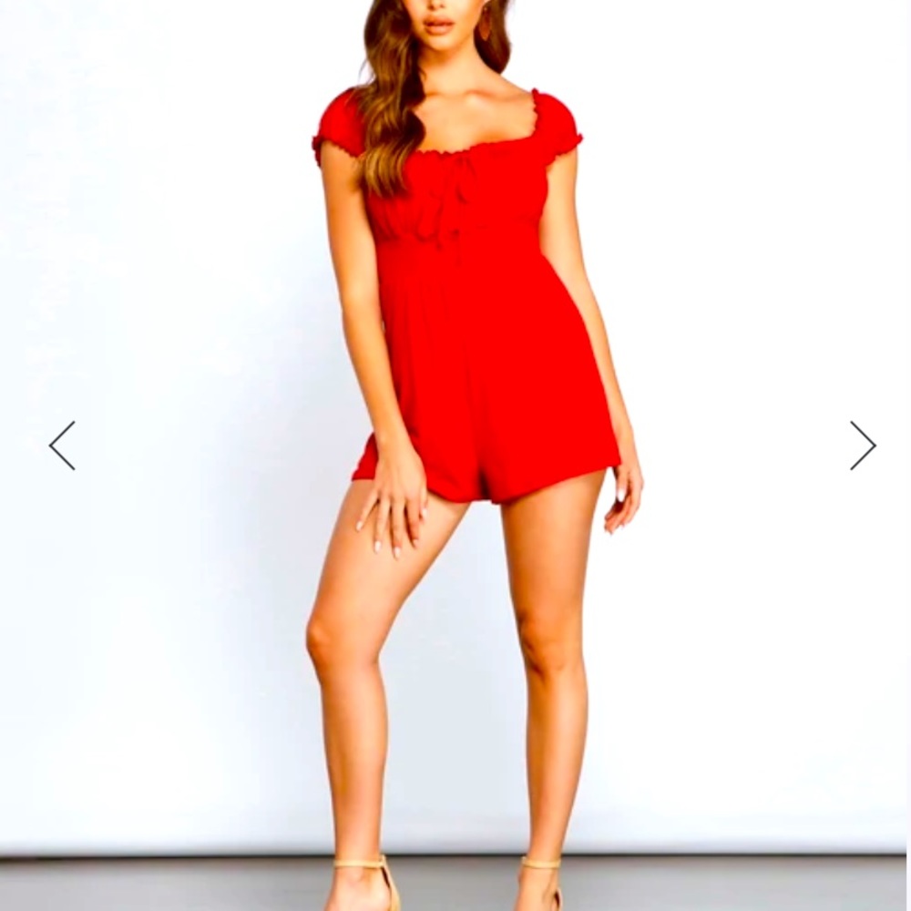 Flirty Smocked Red Romper